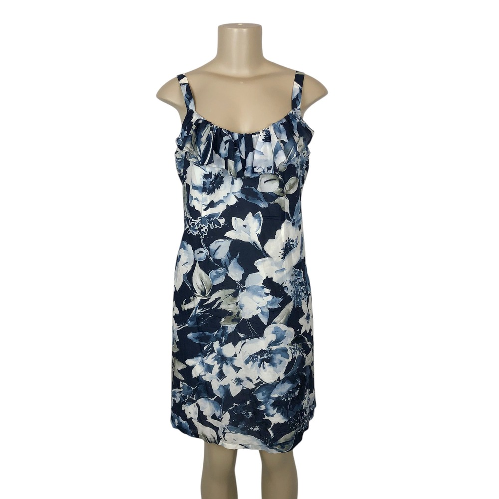 Tommy Bahama Silk Blend Floral Print Ruffle Mini Dress Beachy Hawaiian Tropical
